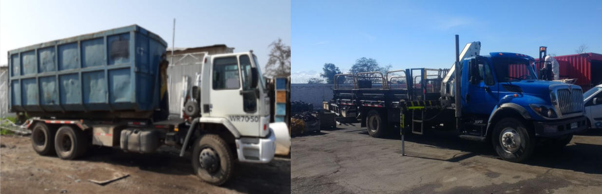 Camiones de Metales Osorio para operaciones de compra y retiro de chatarra industrial